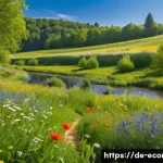 Home 13 자연생태복원기사 실무 경험 공유 - A vibrant restored meadow in a German rural landscape during spring, showcasing a diverse array of n...